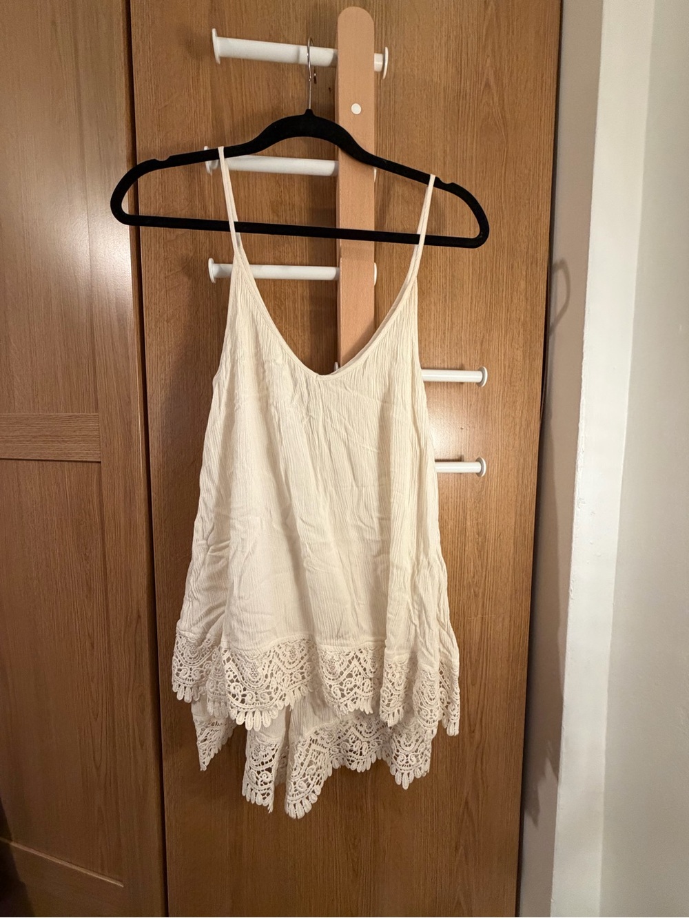 H&M Cream Crochet-Hem Cami Jumpsuit Romper